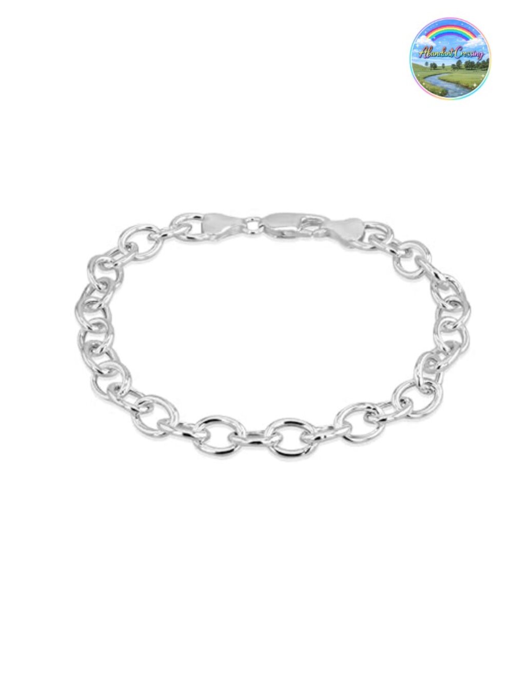 Sterling Silver 7mm Oval Belcher Charm Bracelet 8 inch Gemstone